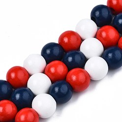 Полуночно-синий Хэллоуин спрей окрашенные бусины из натурального дерева нити, круглые, темно-синий, 15~16.5x14~15 мм, отверстие : 3~4 мм, около 25 шт / нитка, 14.29 дюйм ~ 14.53 дюйм (36.3 см ~ 36.9 см)