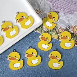 Золотой Подвески из эмали и сплава, прелести утки, золотые, 33x25.5x2 мм, отверстие : 2 мм