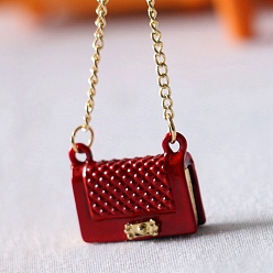 Rouge Modèle de sac en alliage, accessoires de maison de poupée micro paysage, faire semblant de décorations d'accessoires, rouge, 30x17x15mm