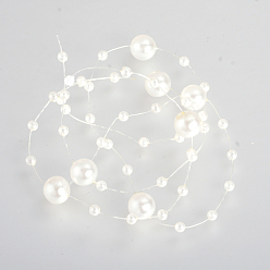 Creamy White Acrylic Imitation Pearl Beaded Trim Garland Strand, Great for Door Curtain, Wedding Decoration DIY Material, Creamy White, 3mm & 8mm, about 60m/roll