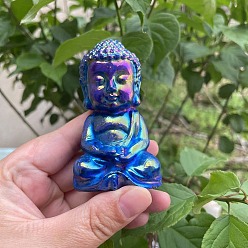 Синий Резная статуя Будды из натурального гранита, украшение дома, Статуэтки по фен-шуй для украшения домашнего офиса, синие, 80 мм