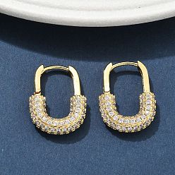 Настоящее золото 18K Латунные серьги-кольца из прозрачного кубического циркония, овальные, реальный 18 k позолоченный, 21.5x16x4.5 мм