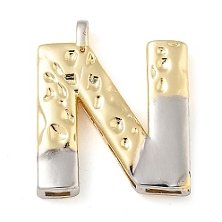 Letter N Латунные подвески, без кадмия, без никеля и без свинца, настоящее 18k позолоченное и платиновое, письмо амулеты, Письмо N, 33x32.5x4 мм, отверстие : 3x2 мм
