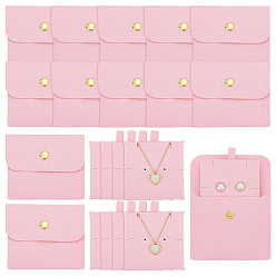 Pink Мешочки для хранения ювелирных изделий из микрофибры с латунной кнопкой, для серьги, Кольца, , прямоугольные, розовые, 6.9x7.9x1.3 см