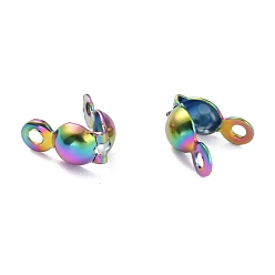 Rainbow Color Ion Plating(IP) 304 Stainless Steel Bead Tips, Rainbow Color, 8x4mm, Hole: 1mm