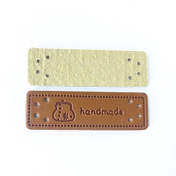 Bag PU Leather Label Tags, Clothing Handmade Labels, for DIY Jeans, Bags, Shoes, Hat Accessories, Rectangle, Bag Pattern, 50x16mm