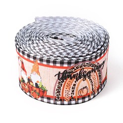 Santa Claus Polyester Grosgrain Ribbon, Single Face Printed Pattern, for DIY Handmade Craft, Festival Party, Gift Decoration , Santa Claus, 1-1/2 inch(38mm), 10 yards/roll(9.14m/roll)