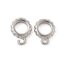 Платина Поручни из латунной трубки, с петлей, долговечный, без свинца и без кадмия, платина, 9.5x7x2 мм, отверстие : 1.4 мм, внутренний диаметр: 4 мм