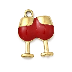 Настоящее золото 18K 304 нержавеющей стальной эмали подвески, бокал, ионное покрытие (ip), реальный 18 k позолоченный, 16.5x12.5x2.5 мм, отверстие : 1.6 мм