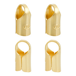 Golden 4Pcs Column Sterling Silver Cord Ends, End Caps, with 1Pc Suede Fabric Square Silver Polishing Cloth, Golden, 9x4.5x5mm, Hole: 3mm
