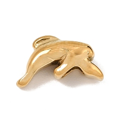 Chapado en Oro Real 18K 304 de acero inoxidable de cuentas europeo, abalorios de grande agujero, delfín, real 18 k chapado en oro, 11x18.5x8.5 mm, agujero: 4.5 mm