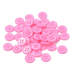 Pink Акриловые швейные пуговицы , пластиковые пуговицы рубашки для дизайна костюма, 4-луночное, окрашенные, плоско-круглые, розовые, 12x2 мм, отверстие : 1 мм