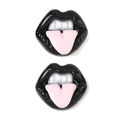 Черный Забавные кабошоны из непрозрачной смолы, губа, чёрные, 16.5x18.5x8.5 мм