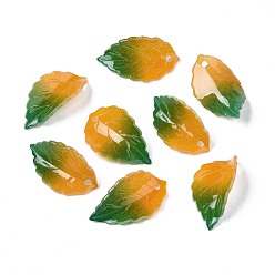 Orange Autumn Theme Plastic Pendants, Leaf, Orange, 22.5~23x13~13.5x4mm, Hole: 1.2mm