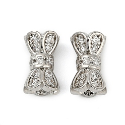 Платина Винтовые застежки из латуни с микропаве из прозрачного кубического циркония, долговечный, стойки покрытие, платина, 12x7 мм, отверстие : 2.5 мм