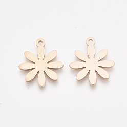 Розовое Золото 201 подвески из нержавеющей стали, цветок, розовое золото , 19x16x1 мм, отверстие : 1.2 мм