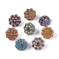 (52) Непрозрачная лаванда Краска для запекания Пикассо и стеклянные бусины, инкрустированные золотым металлом, стручок из лотоса, разноцветные, 6.5~7.5x10x10 мм, отверстие : 1~1.5 мм