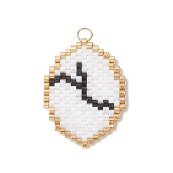 Рак Подвески из стеклянных бусин с изображением двенадцати созвездий, с 304 кольцом из нержавеющей стали, реальный 18 k позолоченный, рак, 27x20x1.5 мм, отверстие : 2.5 мм