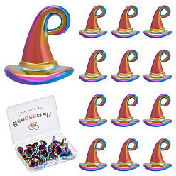 Rainbow Color Подвески из сплава цвета радуги, без кадмия и без свинца, ведьма шляпа, 11x11x11 мм, половину отверстия: 3 мм, 30 шт / коробка