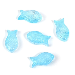 Темно-Голубой Бусины лэмпворк , рыба, глубокое синее небо, 15x8 мм, отверстие : 0.7 мм