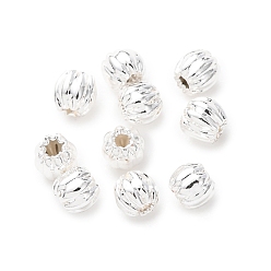 Посеребрённый Латунные бусины, гофрированный круглый, без кадмия и без свинца, стойки покрытие, долговечный, 925 серебро покрытием, 3x3 мм, отверстие : 0.9 мм