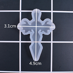 Белый Силиконовые формы, подвесные формы, для уф-смолы, изготовление ювелирных изделий из эпоксидной смолы, крестик, белые, 49x31 мм, внутренний диаметр: 31.5x40x5 мм