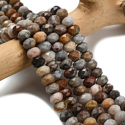 Гобийский агат Натуральные нити бусин агата, граненые, рондель, 8x5.5 мм, отверстие : 1.2 мм, около 69 шт / нитка, 15.16'' (38.5 см)