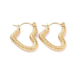 Золотой Ионное покрытие (ip) 304 серьги-кольца из нержавеющей стали для женщин, золотые, 20x18.5x3 мм, штифты : 0.8 мм