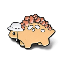 Белый Навахо Эмалевые значки с динозавром стегозавром в шляпе, Черные металлические застежки для значков на лацкан для рюкзака или одежды, навахо белый, 30x21.5 мм