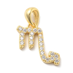 Скорпион 925 подвески из стерлингового серебра с прозрачным микропаве и цирконием, обереги двенадцати созвездий, золотые, Скорпион, 10~16x10~15.5x1.5~2 мм, отверстие : 2.5x5 мм