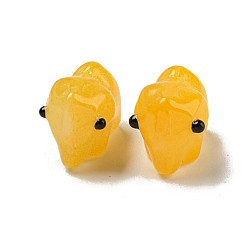 Оранжевый Прозрачные стеклянные бусины ручной работы, бусины ручной работы, с эмалью, слон, оранжевые, 11x9.5x14.5 мм, отверстие : 1.2~1.4 мм