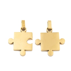 Золотой 304 стали сплит подвески из нержавеющей, очарование пары, очарование головоломки, золотые, 27.5x22x3 мм, отверстие : 6.5x3.5 мм