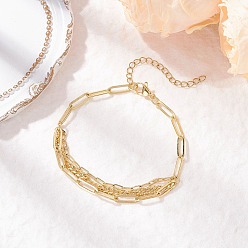 Золотой Латунные скрепки браслеты, браслеты-цепочки из латуни для женщин, золотые, 7-1/4 дюйм (18.4 см)