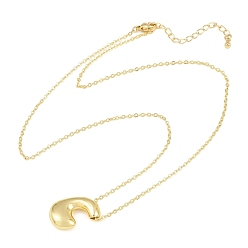 Letter C Brass Chunky Initial Pendant Necklaces, with Stainless Steel Lobster Claw Clasps, Real 14K Gold Plated, Letter C, 17.72~18.90 inch(45~48cm)