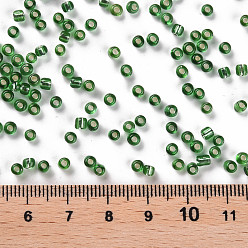 Lime Green 8/0 Glass Seed Beads, Silver Lined Round Hole, Round, Lime Green, 3mm, Hole: 1mm, about 10000 beads/pound