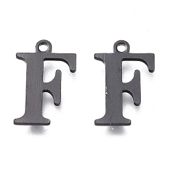 Letter F 304 прелести нержавеющей стали, лазерная резка, алфавит, электрофорез черный, буква f, 12.5x8x0.7 мм, отверстие : 1 мм