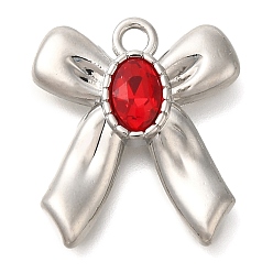 Красный Стойки подвески обшивки сплава, со стразами, бантом, красные, 20x18x4 мм, отверстие : 2 мм