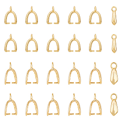 Настоящее золото 24K 40 шт 2 стиль стойка покрытие экологически чистые латунные нож для льда зажимные скобы, реальный 24 k позолоченный, 10~13x2.5~4.5 мм, отверстие : 1~2 мм, штифты : 1 мм, 20 шт / стиль