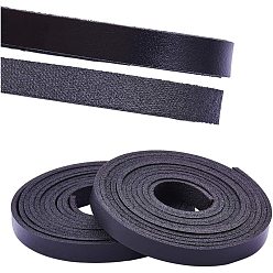 Черный Шнур натуральной кожи, кожаный шнур ювелирных изделий, чёрные, 10x2.5 мм,, 2 м / рулон, 2 рулонов / набор