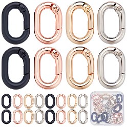 (52) Непрозрачная лаванда 24шт 4 цвета сплава пружинные затворные кольца, овальные, разноцветные, 6 датчик, 21x14x4 мм, 6 шт / цвет