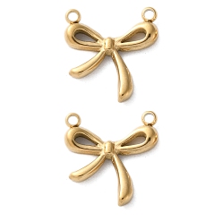 Золотой 304 прелести нержавеющей стали, бантом прелести, ионное покрытие (ip), золотые, 15x14.5x2.5 мм, отверстие : 1.4 мм