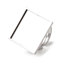 Нержавеющая Сталь Цвет 304 регулируемые кольца из нержавеющей стали, квадратный, цвет нержавеющей стали, лоток : 20.5x20.5 мм, площади: 22x22 mm, внутренний диаметр: 18 мм