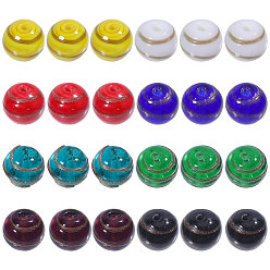 (52) Непрозрачная лаванда 24 шт 8 цвета прозрачные стеклянные бусины, круглые, золотой фольгой, разноцветные, 10 мм, отверстие : 1.5 мм, 3 шт / цвет