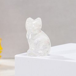 Хрусталь Статуэтка кота из натурального кварца, украшение для дисплея, украшения из энергетических камней, 20x30 мм