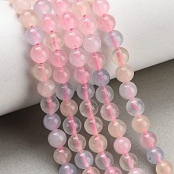 Pink Окрашенные натуральные кварцевые кристаллы, имитирующие морганит, нити бусин, гладкий круглый, розовые, 6 мм, отверстие : 1 мм, около 60 шт / нитка, 14.96'' (38 см)