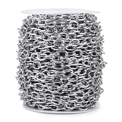 Серебро Алюминиевых кабелей цепи, несварные, с катушкой, серебряные, 12.5x9.5x2 мм, около 65.62 футов (20 м) / рулон