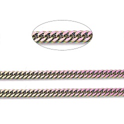 Rainbow Color Ионное покрытие (ip) 304 кубинские звенья из нержавеющей стали, кусковые бордюрные цепи, с катушкой, Радуга цветов, 5x4x0.8 мм, около 65.61 футов (20 м) / рулон