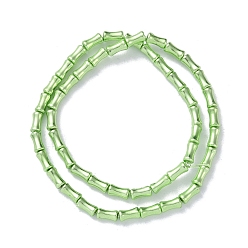 Lime Electroplate Glass Beads Strands, Bamboo, Lime, 8x4.5mm, Hole: 0.8mm, about 50pcs/strand, 15.75''(40cm)