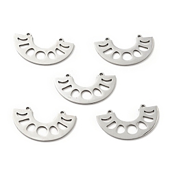 Stainless Steel Color Non-Tarnish 304 Stainless Steel Pendants, Moon Phase, Stainless Steel Color, 18x32x1mm, Hole: 1.5mm
