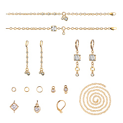 Golden DIY Jewelry Making, with Brass Lobster Claw Clasps, Unwelded Brass Cable Chains, Stainless Steel Jump Rings, Brass Charms, Links, Golden
